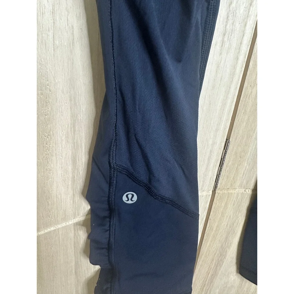 Lululemon Athletica Womens Blue Crop Leggings Ruched‎ Size 2